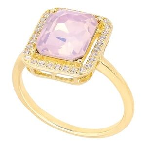 New Charter Club Gold Plated Pavé & Square CZ Statement Ring Size 5